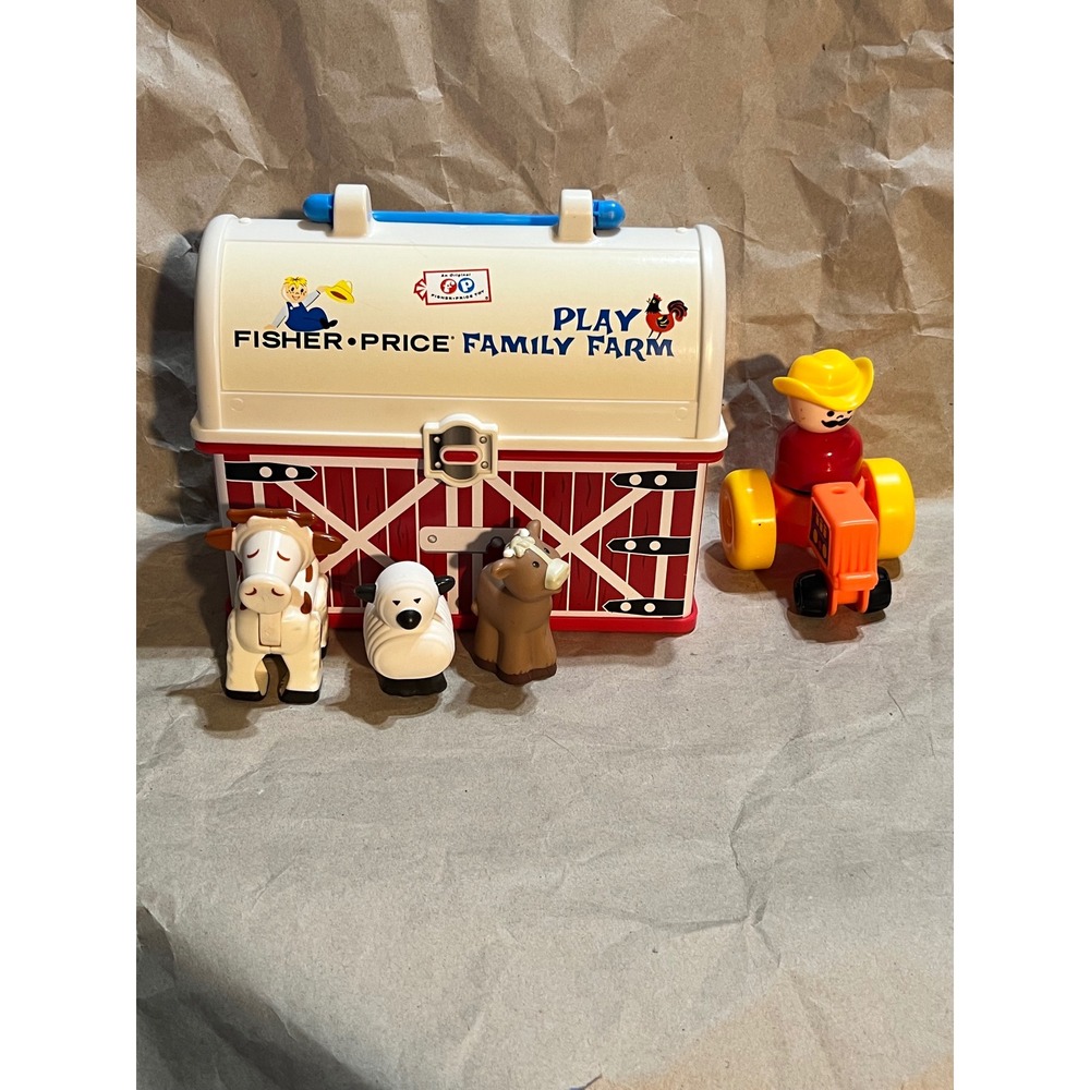 Fisher-Price 2008 Play Family Farm Red Barn Toy Set with Tractor and Animals